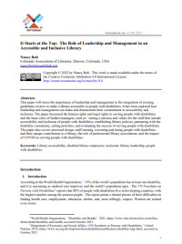 It Starts a The Top: The Role of Leadership and Management In an Accssible and Inclusive Library